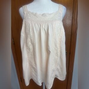 Torrid Cream * Lace Detail Women's Sleeveless Summer Garden Blouse